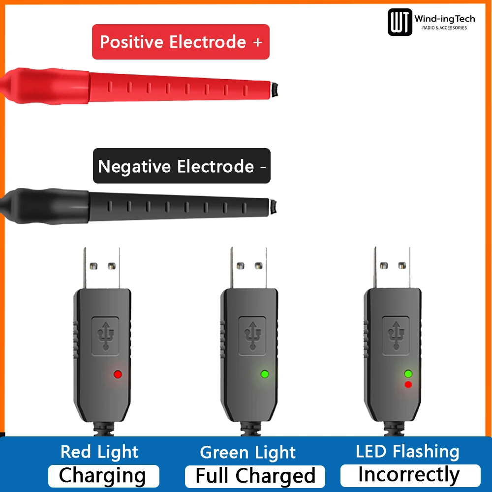 Universal Charger USB Cable For Walkie Talkie 3.7-7.4V Quansheng UV K5 K6 UV 5R Plus Baofeng UV 82 DM 1701 UV 17 Two Way Radio