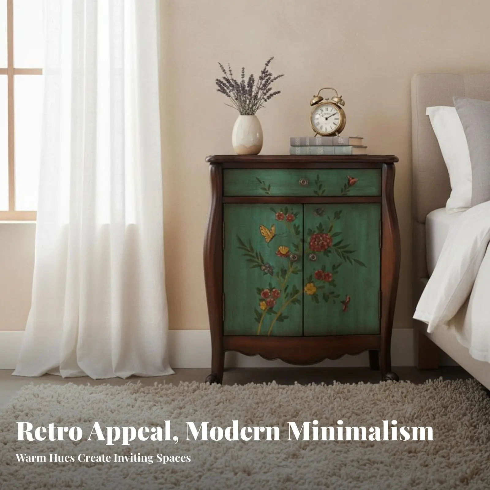 2-Door Painted Chest Vintage design Sideboard Distressed Finish Sturdy Construction for Adults, Entryway, Hallway, Office