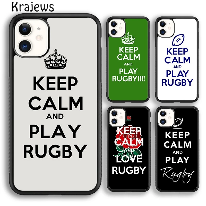

Krajews Keep Calm and Play Rugby Love Phone Case Cover For iPhone 17 Air 16 15 14 plus 11 12 13 pro max coque Fundas