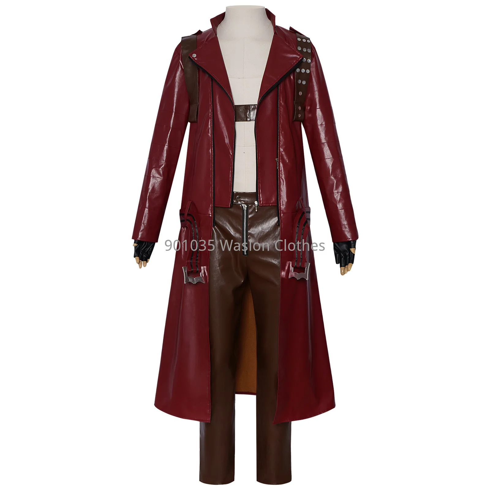 

Devil Cos May Cry 3 Cosplay Costumes Dante Men's Game Uniforms Red Long Poncho Jacket Pant Full Suit Halloween Carnival Costumes