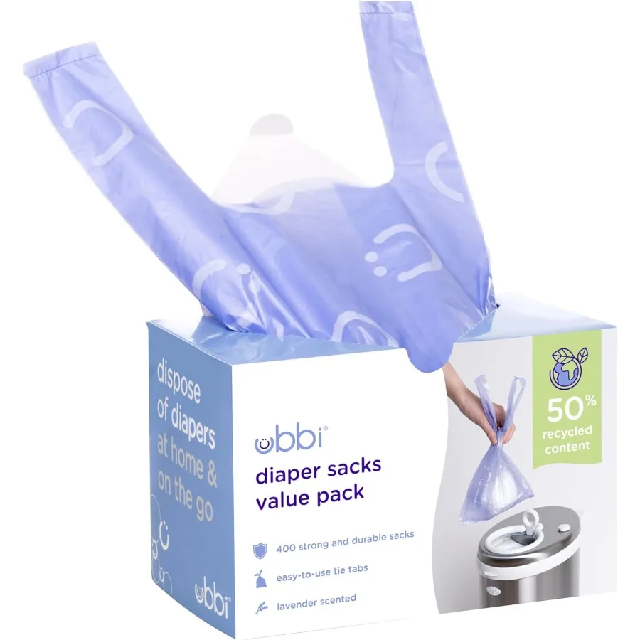 

Disposable Nappy Sacks Lavender Scented EasyToTie Tabs Baby Diaper Disposal or Pet Waste Bags Value Pack 400 Count