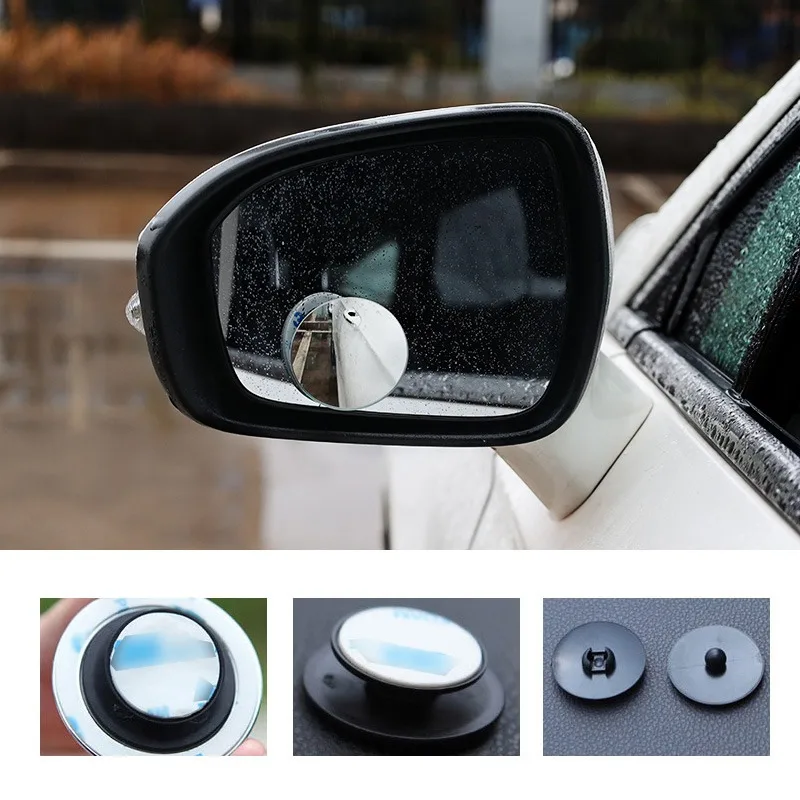 Car Blind Spot Mirror 360° Rotation Adjustable Frameless Convex Mirror Wide View Auto Rear Mirror Accessories for Universal Car