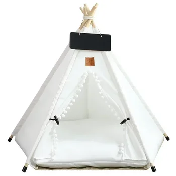 Portable Pet Teepee Tent House with Cushion & Chalkboard 1