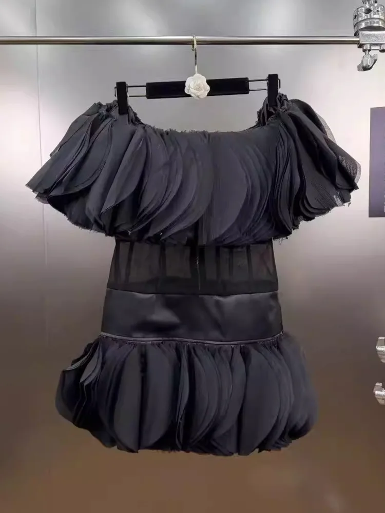 Vestido Mini Rosa com Camadas e Renda Sem Alças para Mulheres, Moda Feminina Tendência 2026