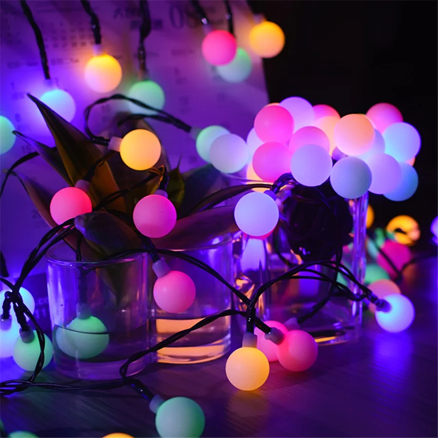 Nieuwe 200led Solar White Ball String Lights Outdoor Sprookjesachtige Tuinverlichting Waterdichte Kerstboom Feest Bruiloft Decoratie Slinger