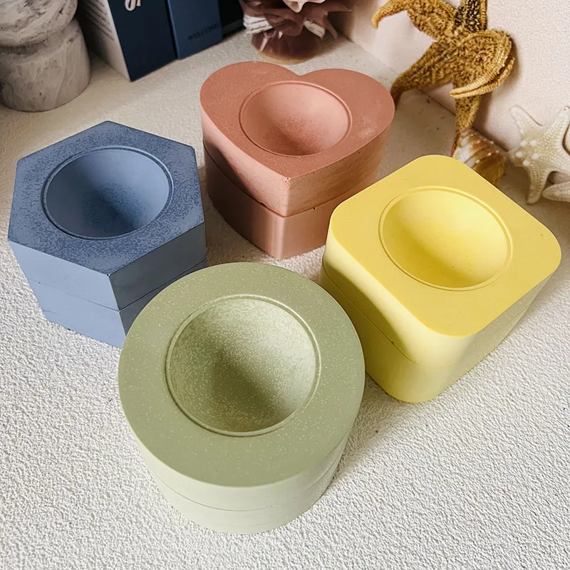 Square Aromatherapy Burner Silicone Mold DIY Censer Cement Mold Round Hexagon Heart Shape Aroma Stove Storage Box Clay Mold