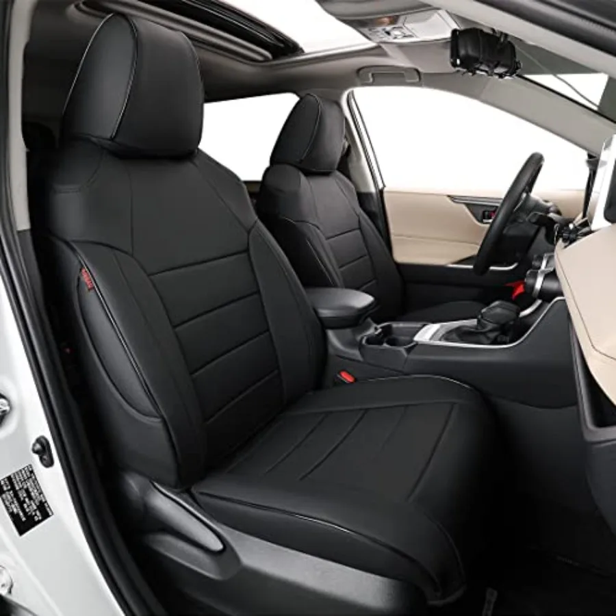 

Индивидуальные чехлы из искусственной кожи для сидений Toyota Rav4 2019-2025 LE/XLE/XLE Premium/Limited SUV, черные, полный комплект