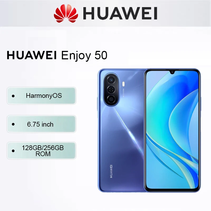 

Original HUAWEI Enjoy 50 Smartphone 6.75 inch 6000mAh Battery HarmonyOS Mobile phones Original 256GB ROM 4G Network