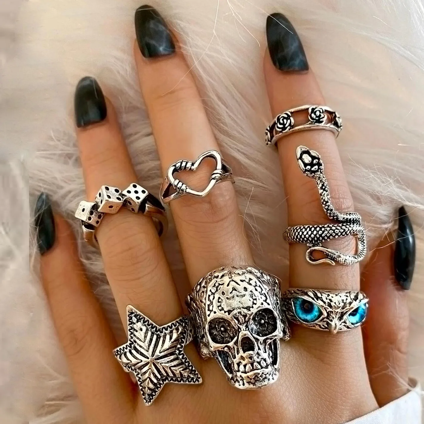 Gothic Skull Ring - Hiphop Vintage Silver Color Skull Finger