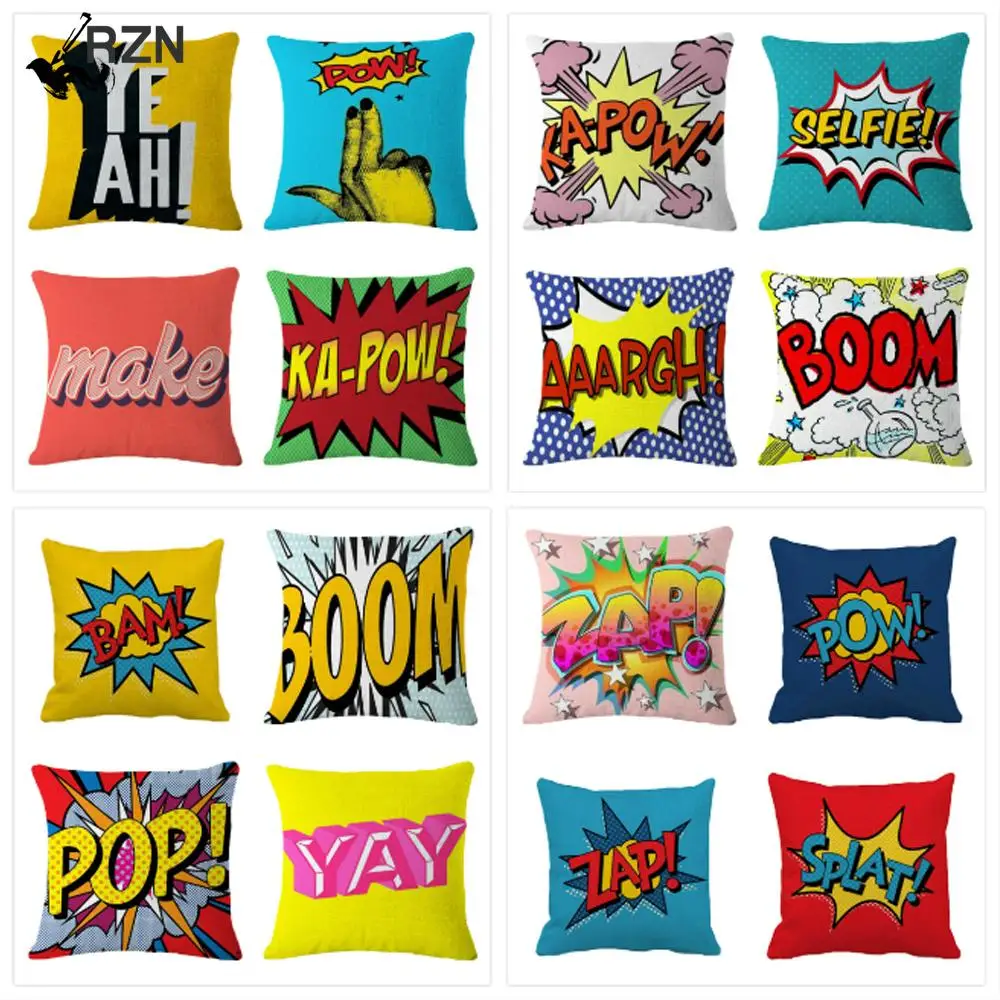 Cartoon 45X45CM Pillowcase Sofa Chair Bed Living Room Decorative Pillowcase Pop Art Cushion Cover Polyester