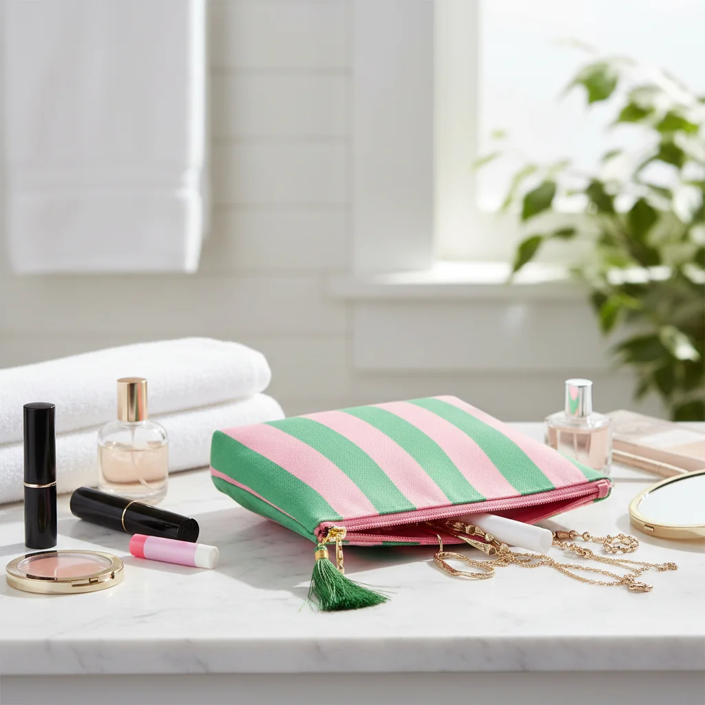 

Косметичка из вельвета с полосатым дизайном и цветовыми блоками, большая вместительная портативная сумка-органайзер для туалетных принадлежностей