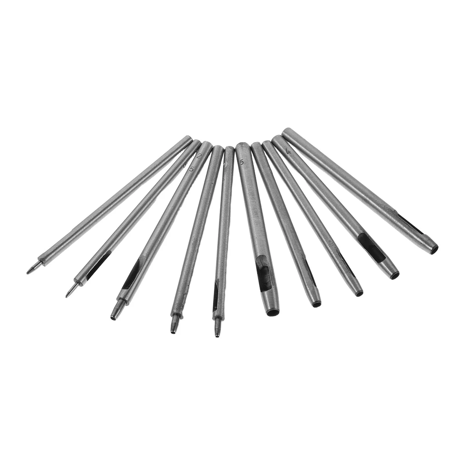

10pcs Hole Punch Set: Steel Hollow Punch Tool For Belts Straps Round Hole Puncher For Leatherworking Canvas Rubber
