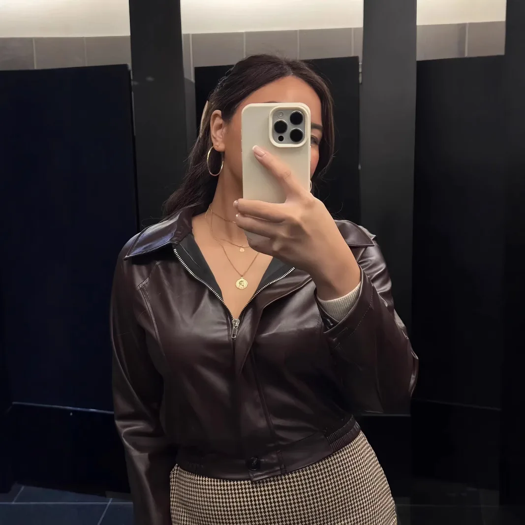 

Женская куртка из искусственной кожи на молнии в стиле ретро с лацканами, элегантная американская повседневная модная куртка для женщин