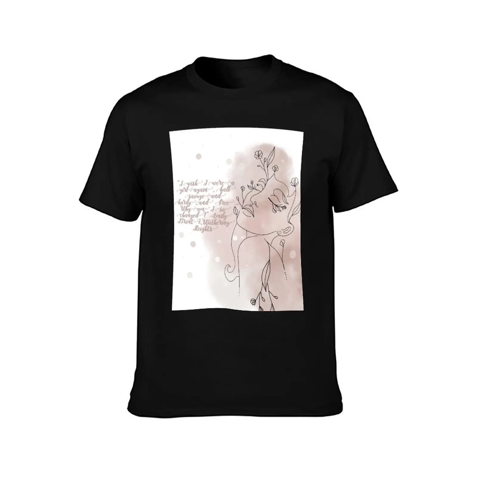 Emily Bronte Wuthering Heights Quote T-Shirt, Summer Casual Cotton Tee, Oversized Streetwear Tops, Vintage Graphic Print