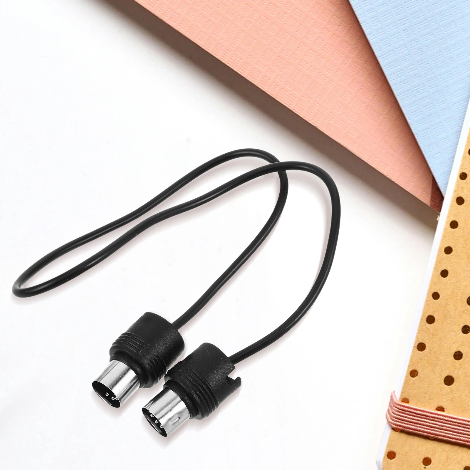 

5 Core Connecting Cable Midi Connector Straight Elbow Black for Music Production
