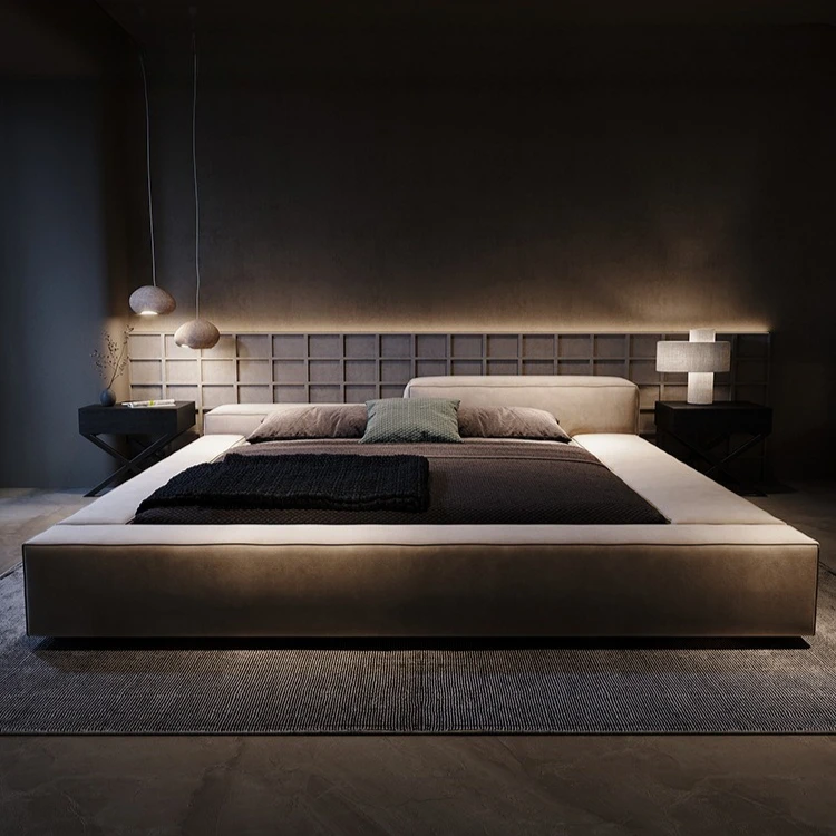 

Minimalist Design Fabric Double Bed 1.5m Japanese Style Removable And Washable Tatami Low Bed Creative High-End Indoor Furniture