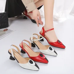 Color Block Fashion Summer High Heel Sandals Special Heel Black and White Sandals Red and Black Fashion Plus Size Women's Shoes