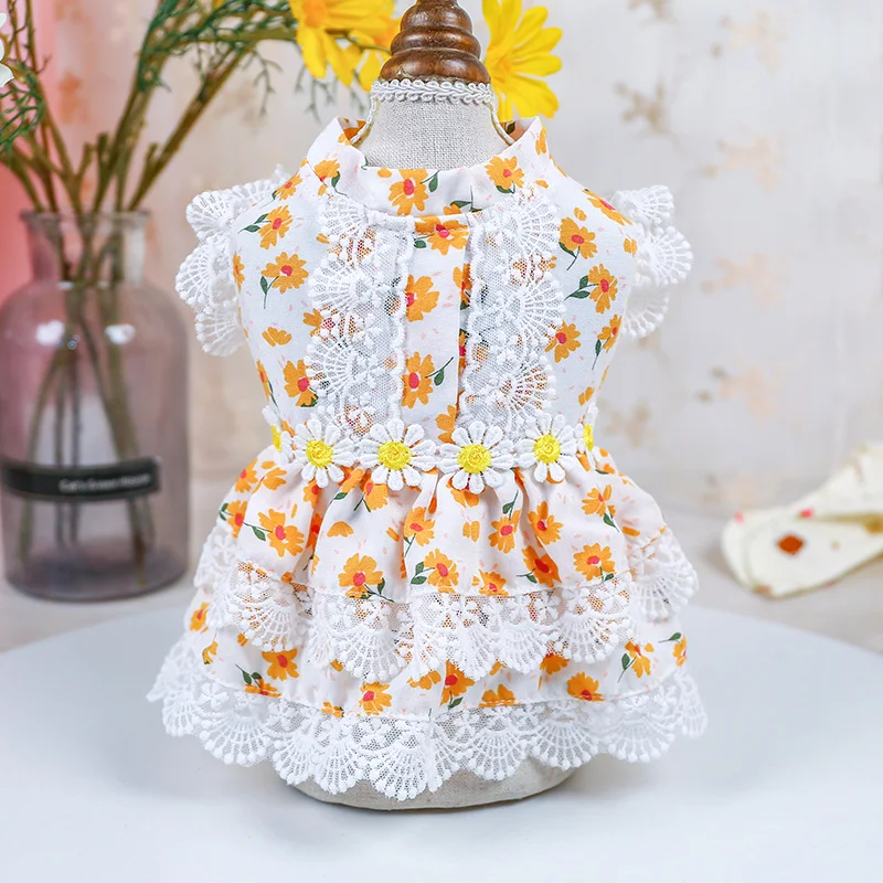 Summer Pet Clothes Cat Lace Dresses for Cats Gotas Flower Sphynx Dog Princess Dress Skirt Kitten mascotas Clothing vetement chat