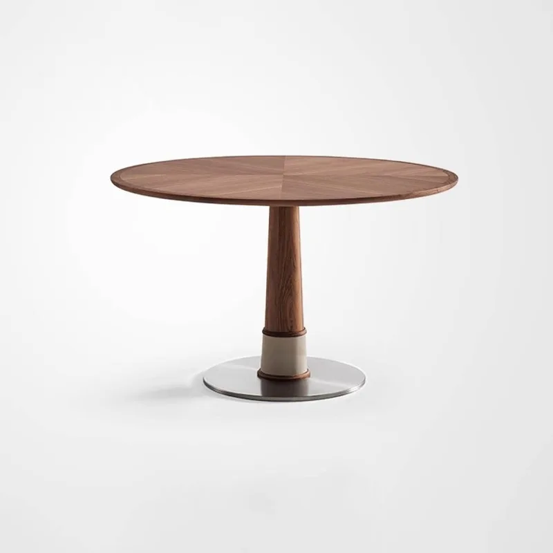 

North American black walnut solid wood, round dining table Nordic, family small apartment dining table round table