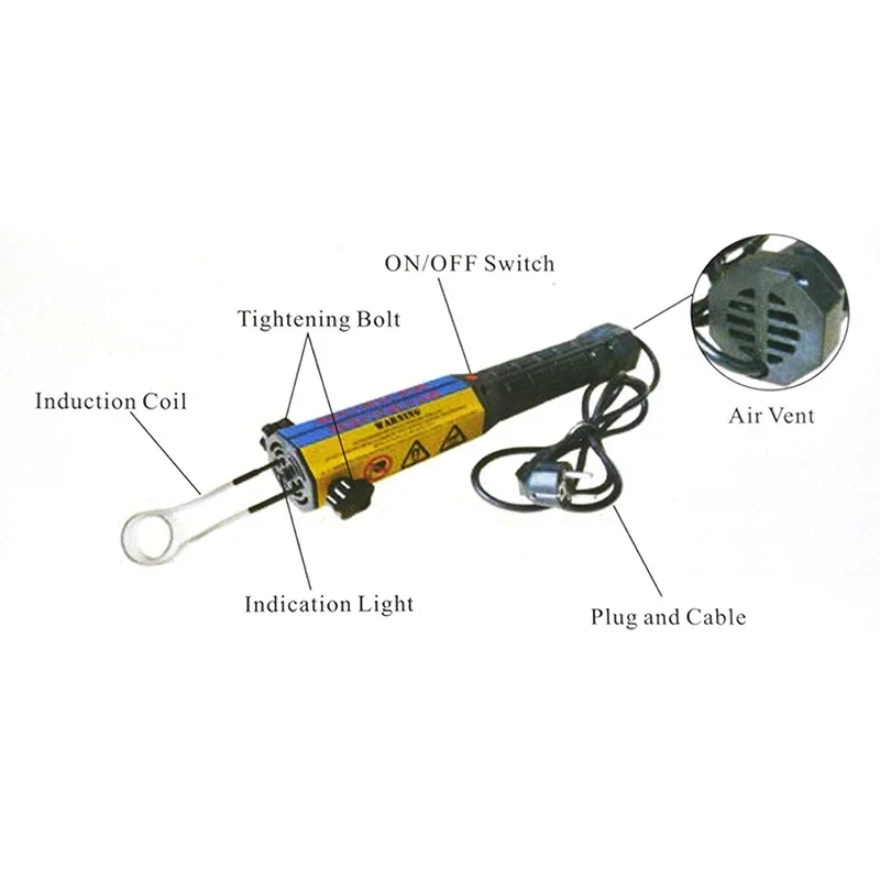 Portable Magnetic Induction Heater for Rusty Nut Disassembly, 220V/110V 1000W Heat Kit with Coils, Auto Flameless Heat Tool