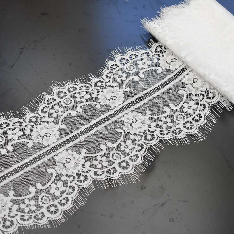 (3meters/lot) White Eyelash lace fabric Sewing Garment Ribbon Wedding Dress Curtain Material