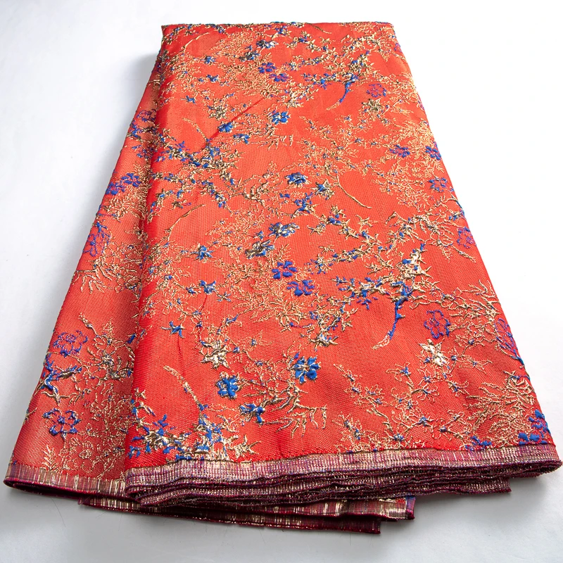 

Высококачественная французская парчовая жаккардовая кружевная ткань 2026 нигерийская африканская кружевная ткань из органзы 5 ярдов для шитья свадебного платья