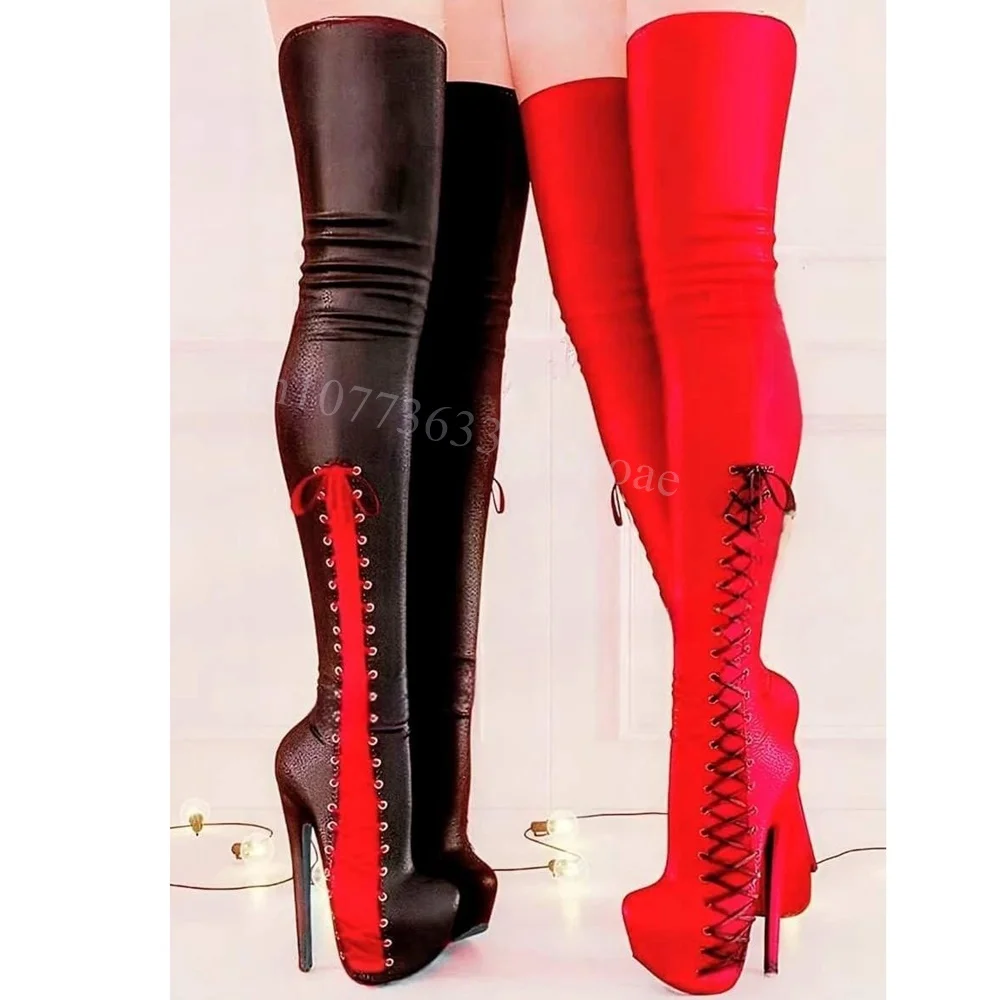 

Silk Crossed Tied Platform Boots Sexy over the Knee Shoes for Women Thin High Heels Fashionable Shoes 2024 Zapatos Para Mujere