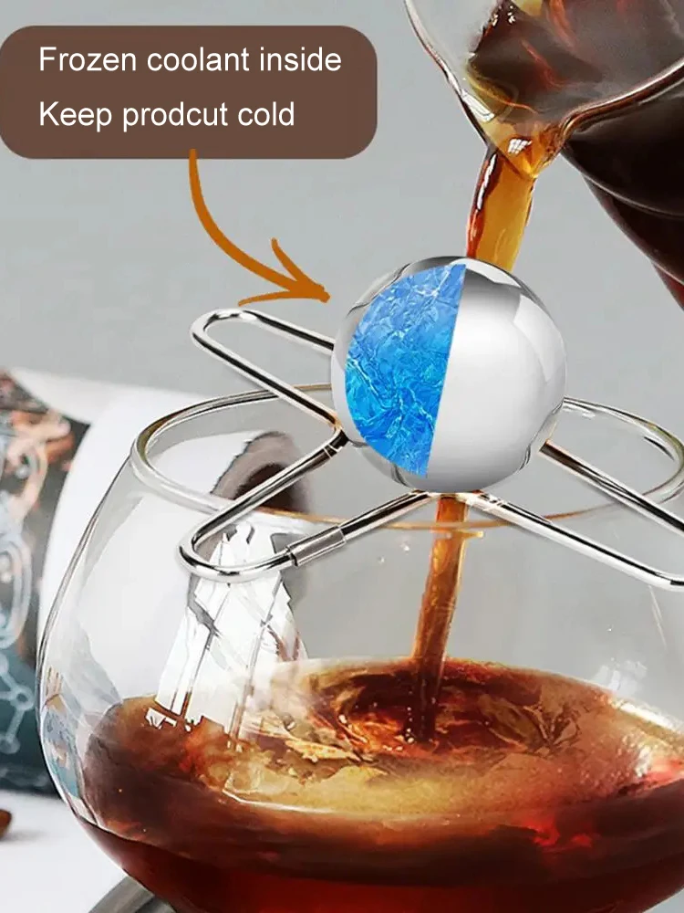 Frozen Ball For Espresso Coffee Reusable Cooling Coffee Tool Stainless Steel Ice Balls Cooling Coffee Flavor Enhancer Gadgets