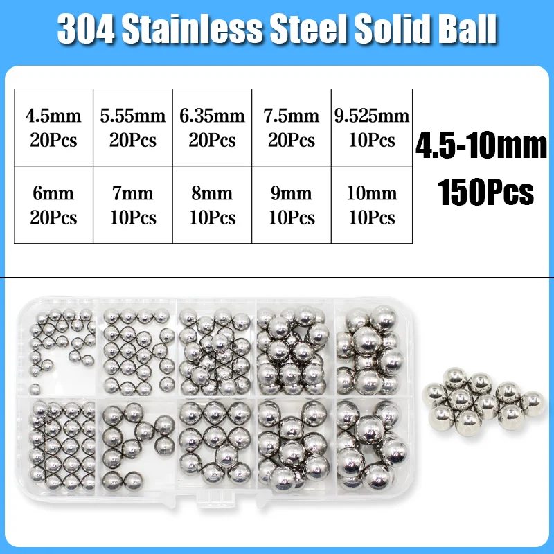 304 Edelstahlkugel, hochpräzise Lagerkugel, kleine, glatte, solide Perlenkugel, runde Perle, Durchmesser 2–12 mm, MTB, Kinderfahrrad, Roller – Detail 6