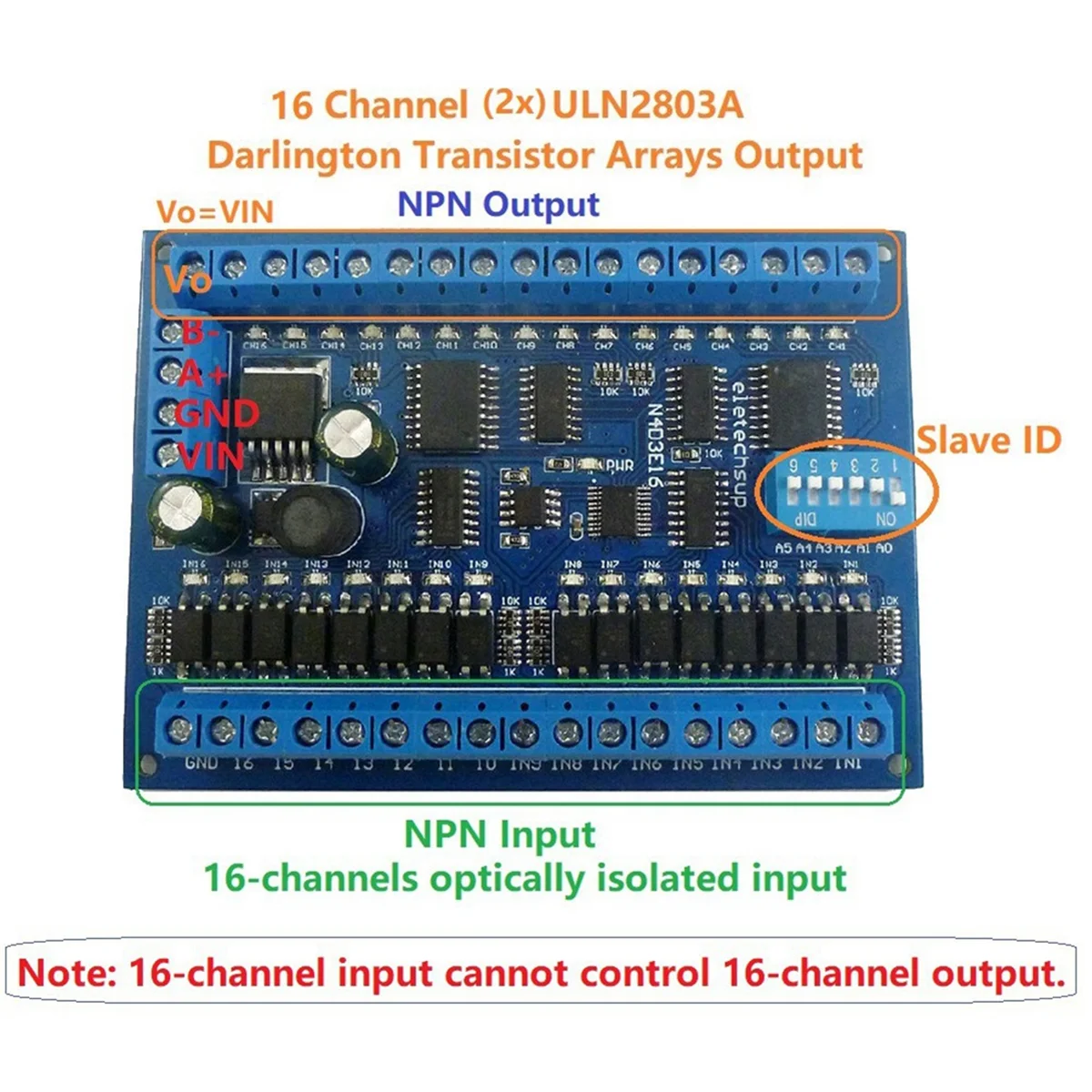 AB20-DC 12V 24V 16 in 16 Out RS485 Remote Switch PLC IO Expansion Board Modbus RTU Multifunctional Convenience Module