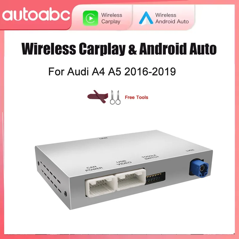 AUTOABC New Wireless CarPlay for Audi A4 B9 A5 2015-2019  Android Auto Mirror Link AirPlay Reverse Camera Multimedia Accessories