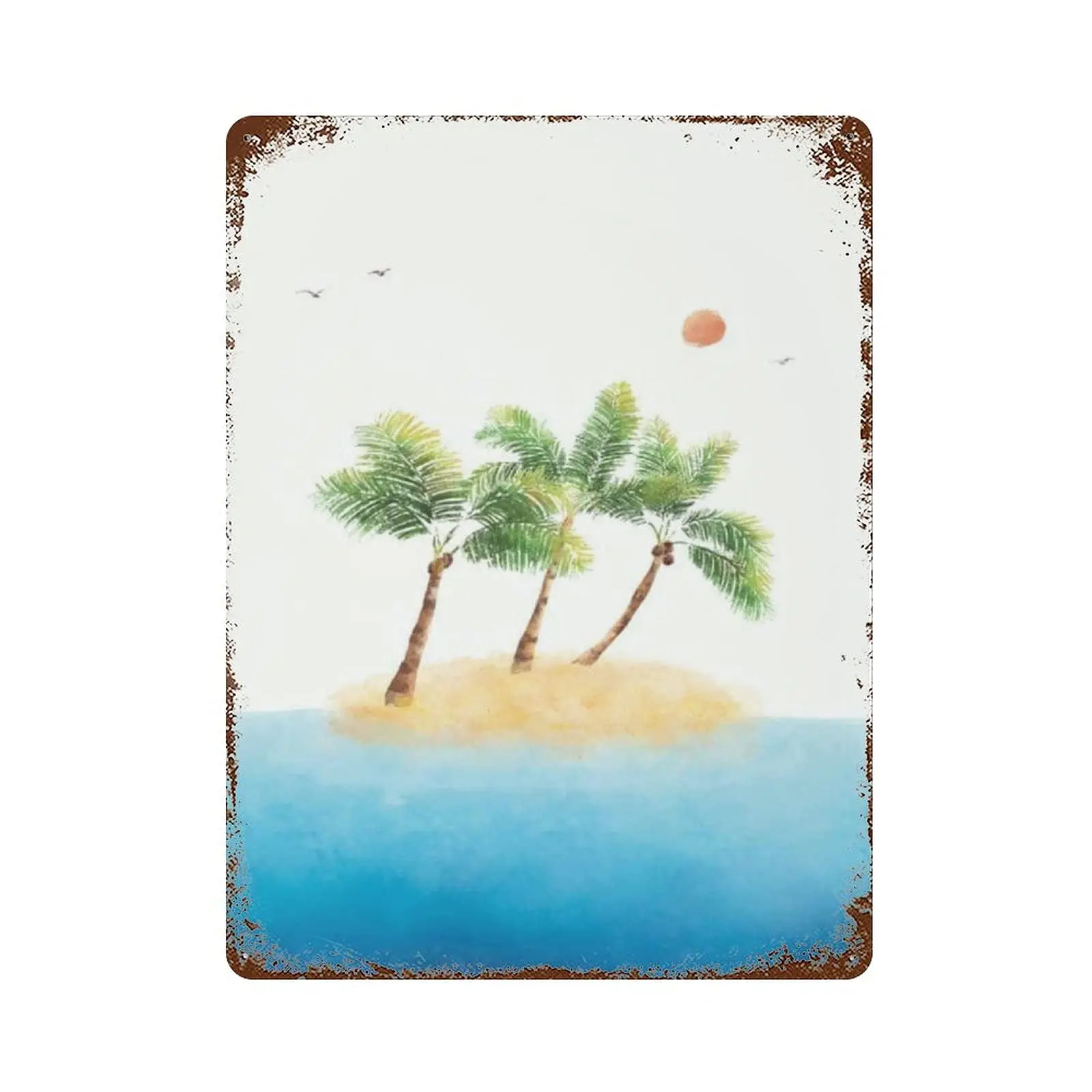 

Dreacoss Metal tin Sign，Retro Style， Novelty Poster，Iron Painting，Coconut Trees Tin Sign，Wall Decoration Plaques，Size 5.5x8 Inch