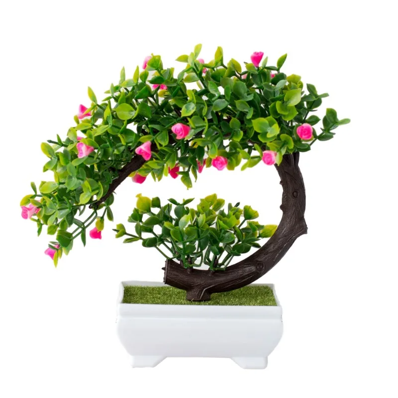 Hot Selling Artificial Bonsai Plastic Bionic Fake Plant Home Interior Office Decoration Outdoor Garden Decoration Pink Orange view 4