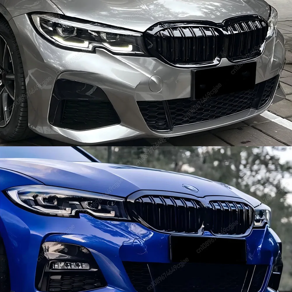 

Автомобильный передний бампер, капот, решетка для почек, гоночные решетки, замена для BMW 3 серии G20 G21 2019-2022, Pre-LCI, черный стиль с двойной планкой