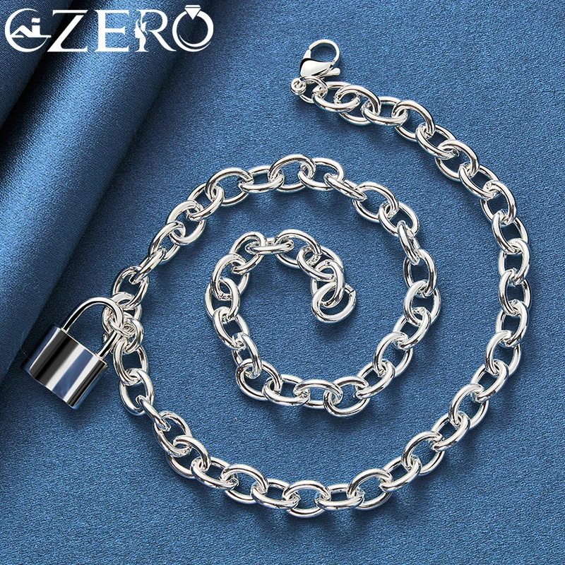 ALIZERO 925 Sterling Silver Square Lock collana a catena con ciondolo per uomo donna Fashion Party Charm Jewelry accessori classici