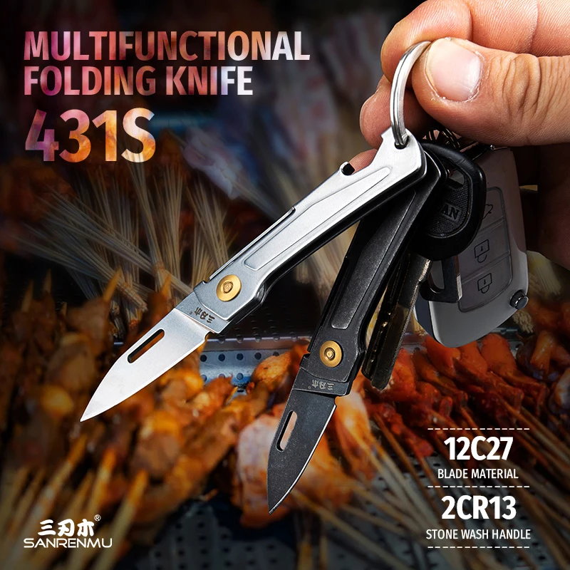 SANRENMU 431s EDC Multifunctional Outdoor Folding Knife Camping Cutting Fruit Bottle Caps Peeling And Unpacking Survival Knives