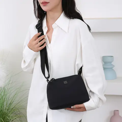 New Soft Nylon Cloth Women Shoulder Bag Solid Color Casual Style Handbag Multiple Pockets Tote Bag Student