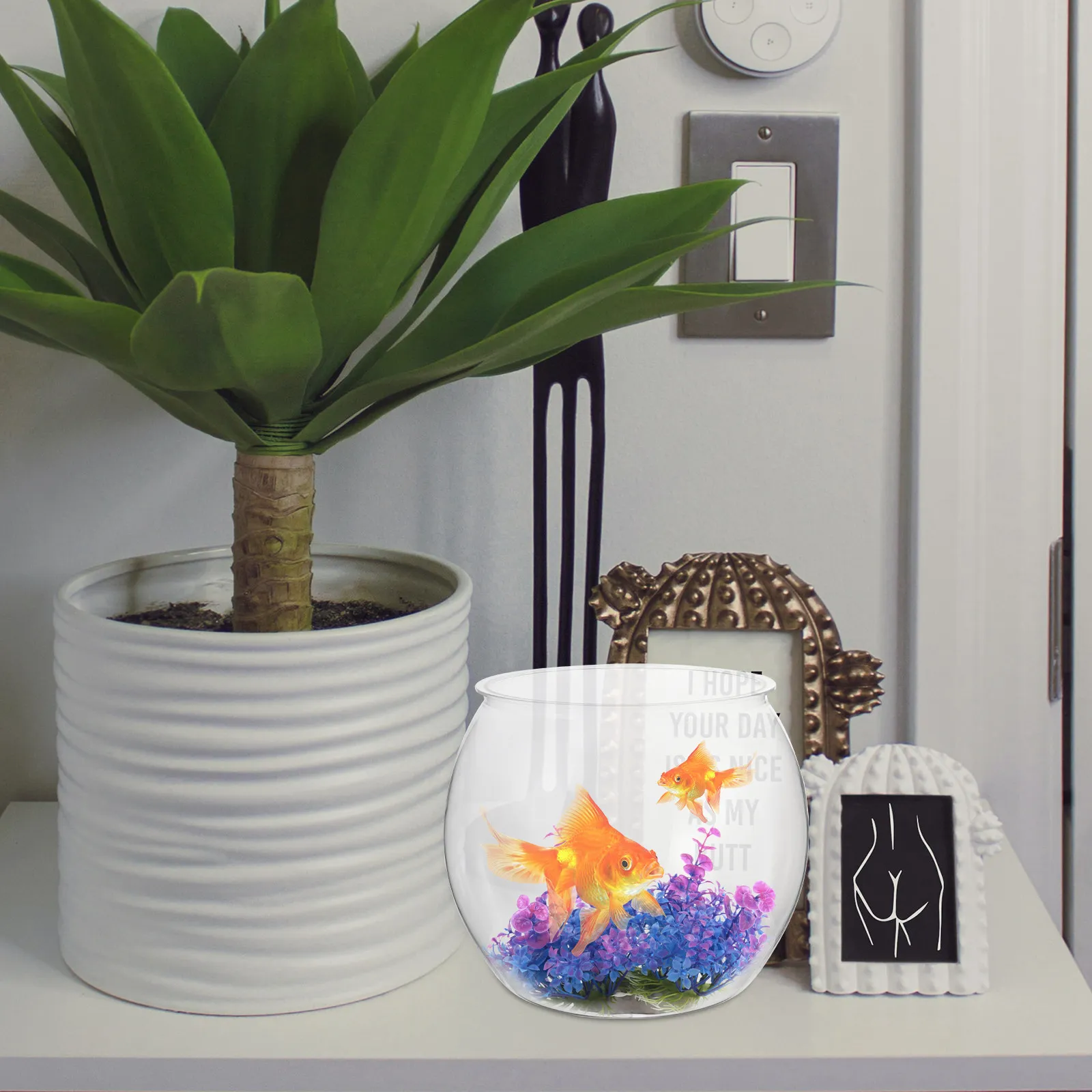 

Прозрачный аквариум с широким горлом, пластиковый террариум, кашпо для растений, прозрачная настольная аквариумная чаша-глобус для золотых рыбок и черепах