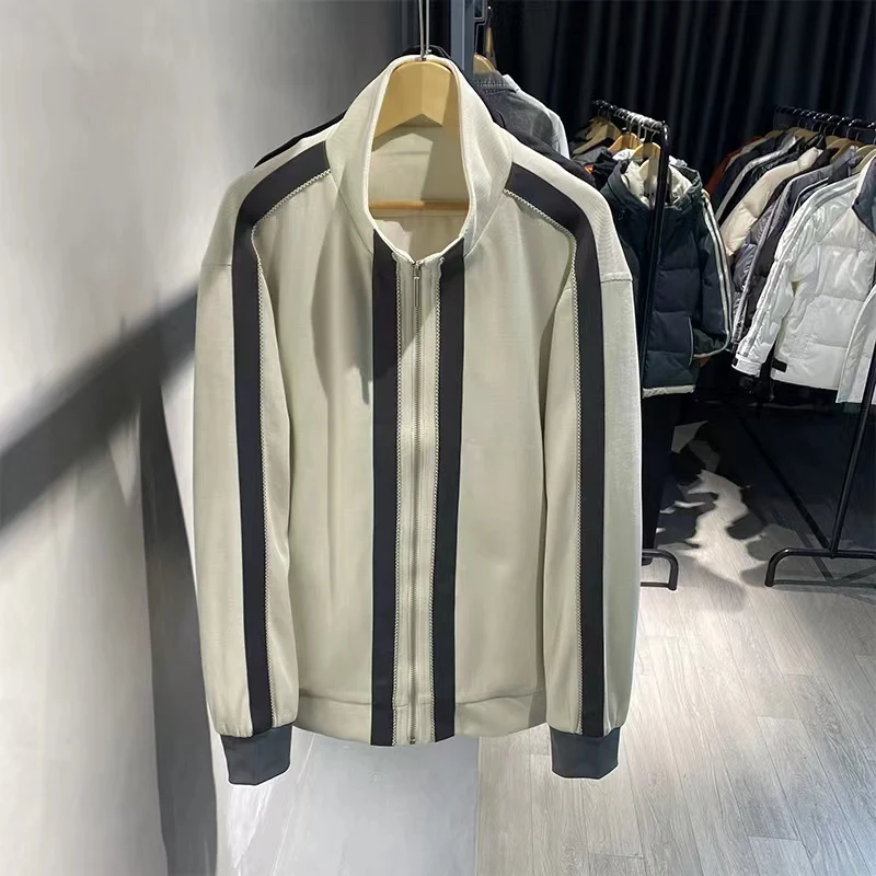 

Мужская куртка с воротником-стойкой, осенняя модная повседневная одежда, новый Sle Youth (3) Slim Fit Long Sve, хлопковая застежка-молния...