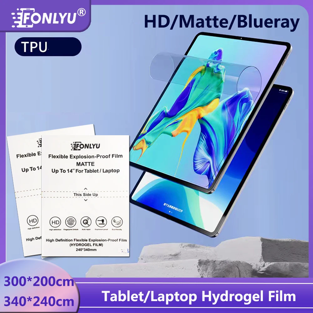 FONLYU 10pcs 11 14 inch HD Matte Blueray Hydrogel Film For Ipad Tablets Laptop Mobile Phone Screen Protectior Cutting Machine