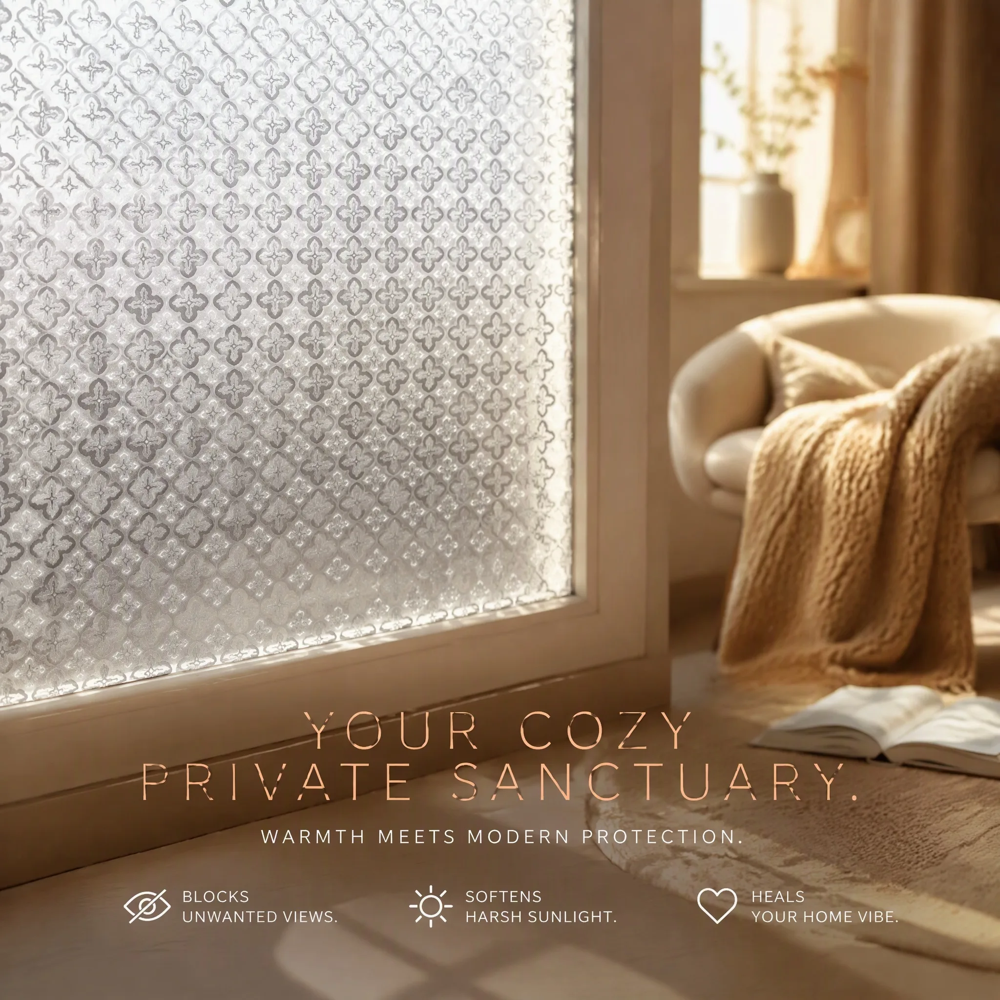 Clover Gradient Frosted Window Film Privacy Heat Insulation Anti-Splash Static Cling Decorative for Office Bathroom Home