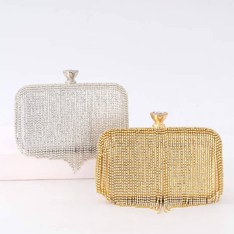

Luxury Tassel Diamond Clutch Bag for Women Sparkling Evening Purse Wedding Party Handheld Fashion Night Out Shoulder Handbag