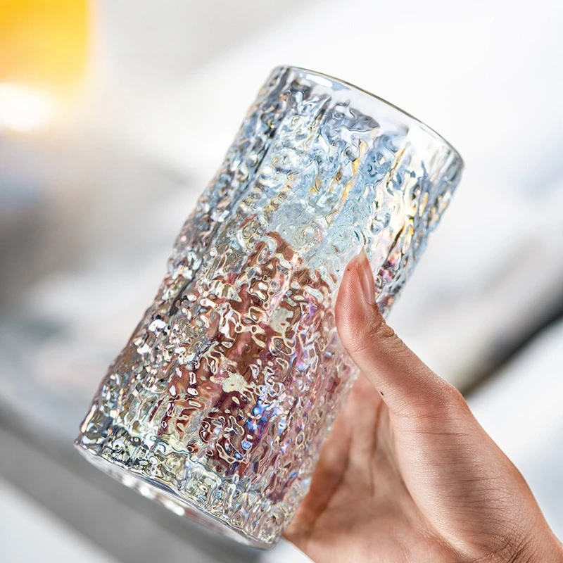 

340/270ml Household Glass Water Cup, Summer Beer and Milk, High-quality Glacier Patterned Large Tea Cup
