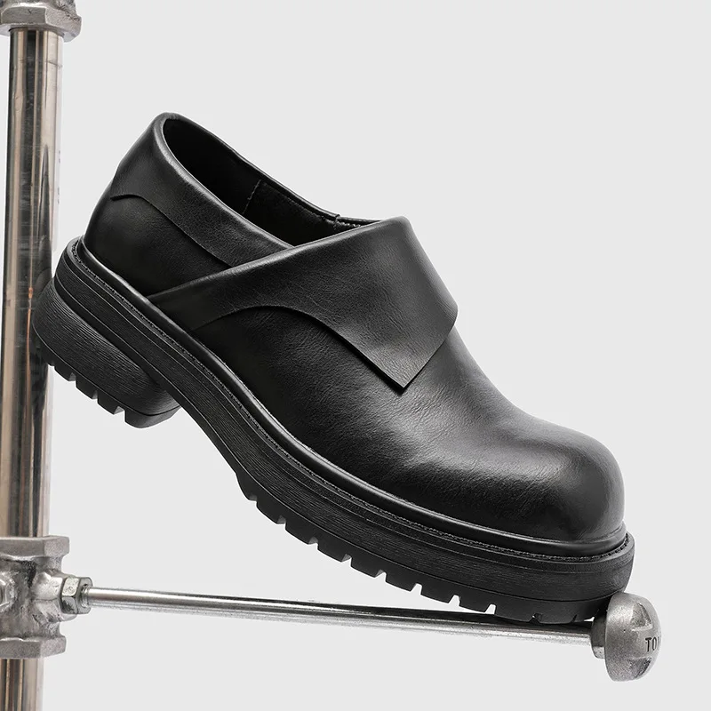 Новинка 2025 года, мужские повседневные туфли-дерби на толстой подошве с большим носком, увеличивающие рост, деловые свадебные туфли для пар