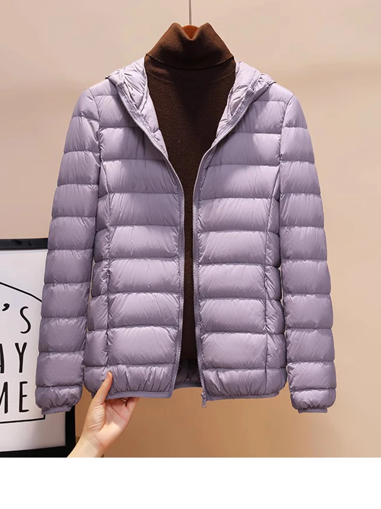 Casaco leve e com capuz feminino, gola alta, casual coreano, casaco puffer quente, feminino, outono, inverno, novidades, 2022, 2024