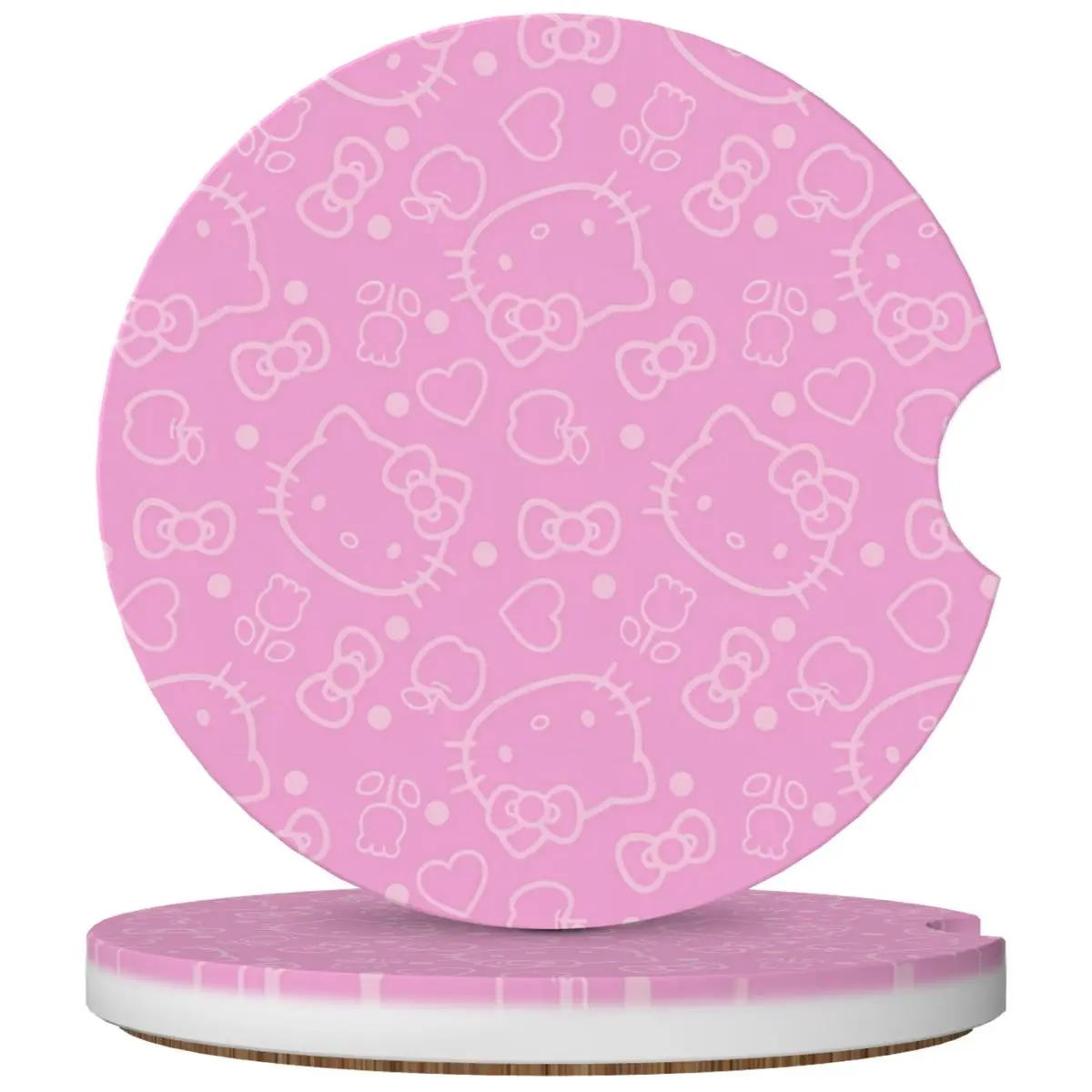 

Sanrio Character Hello Kitty Car Cup Holder Coaster Insert Universal Non-Slip 2PCS Ceramic Cup Holders Accessories Interior