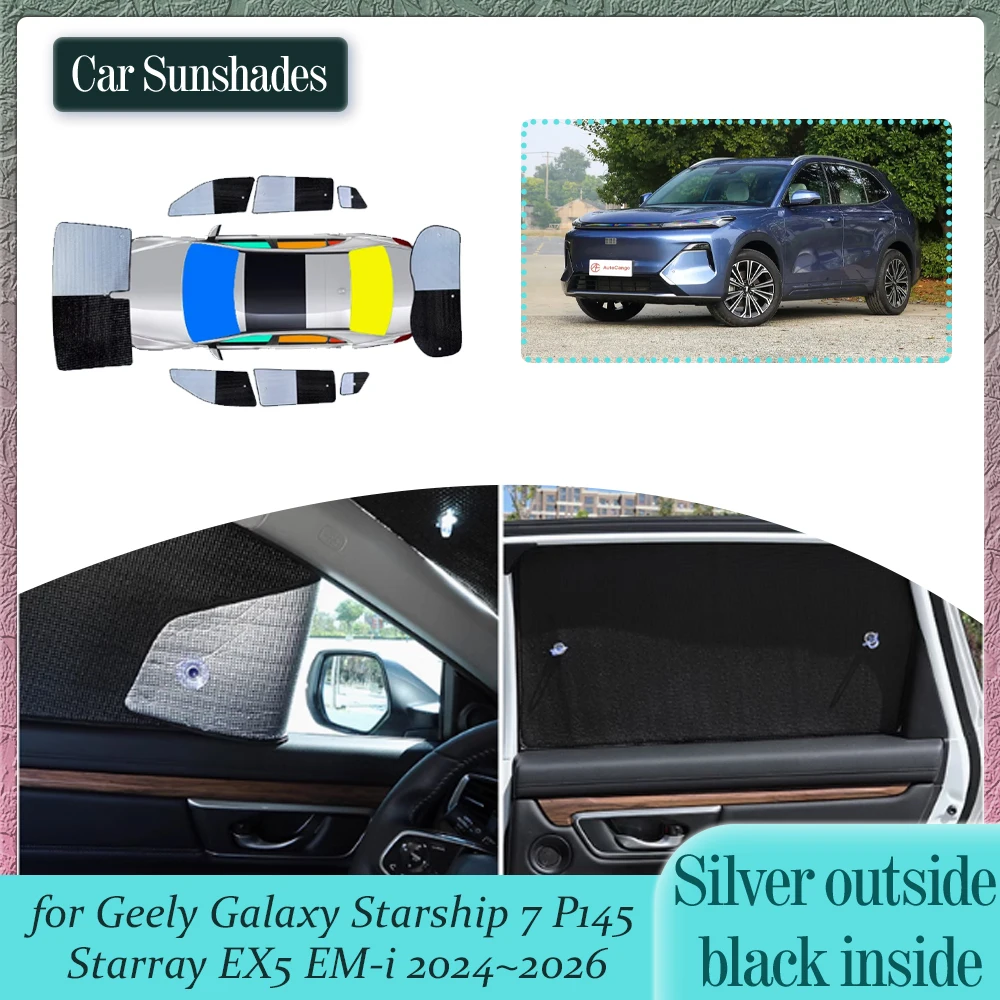 SunShade for Geely Galaxy Starship 7 Starray EX5 E5 EM-i 2024~2026 Roof Windows Sun Visor Side Sunroof Curtain Cover Accessories