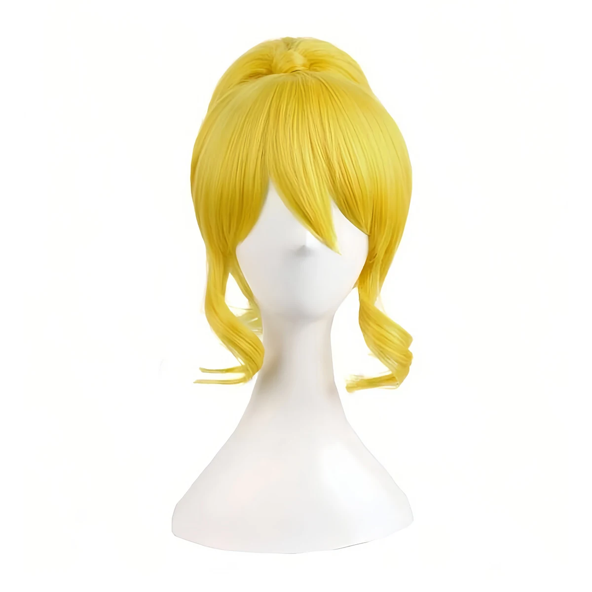 مشرق الذهبي الأصفر 30 سنتيمتر/12 بوصة شعر مستعار اصطناعي ، عالية ذيل حصان الانفجارات المائلة مجعد الجانبين شين تأثيري يوميا