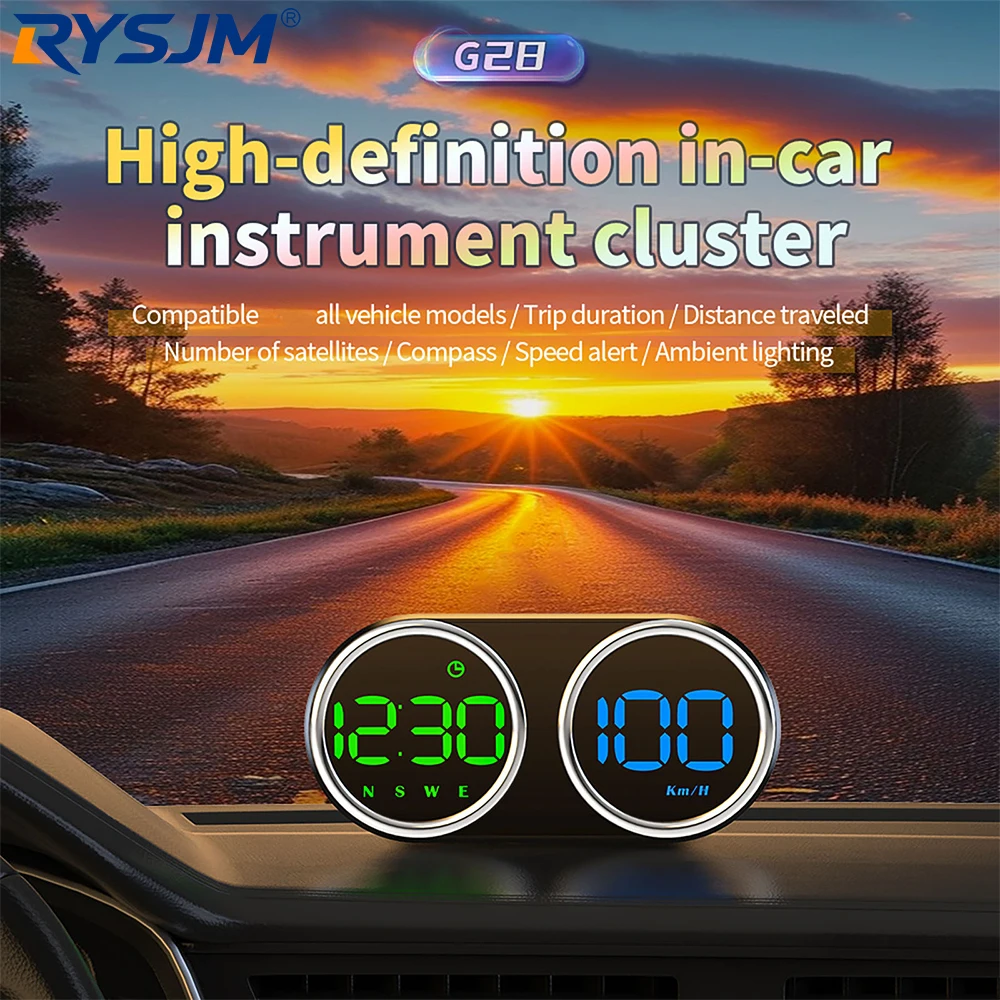 G28 Car GPS HUD Head Up Display Universal Digital Speedometer KM/H MPH Compass Overspeed Alarm Vehicle Speed Meter Auto Parts