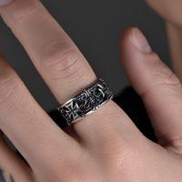 Hip Hop Punk Ring Retro Cross Opening Design Niche Men's Jewelry Adjustable Statement Ring Gothic Style Accessory Unisex
